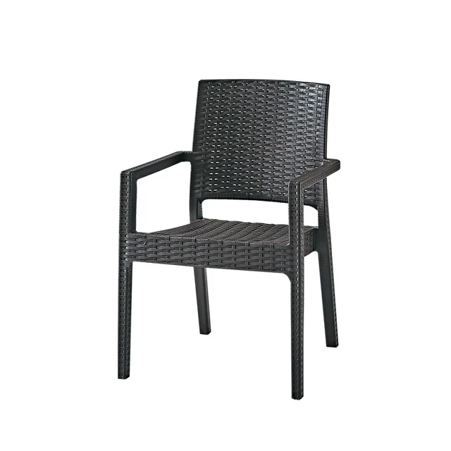 Patio Outdoor Furniture UV Plastic Rattan Chair With Armrest Garden Seating lounge Chair for Restaurant