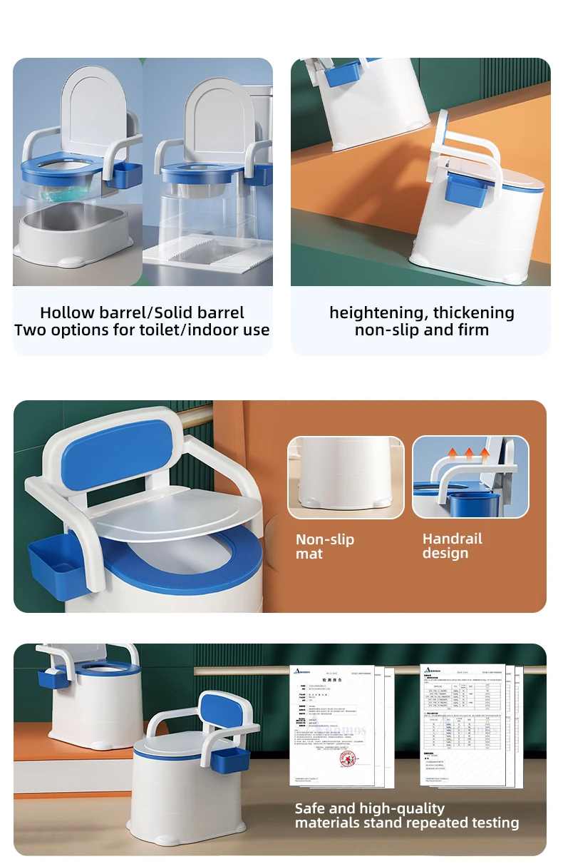 Wannuo Portable Toilet Adults Multifunctional Outdoor Toilet Plastic Portable Toilet With Lid And Armrest manufacture