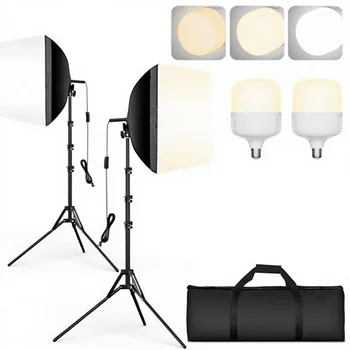 EMART Acrylic for Photography Lighting Kit 16"x16" Pull Soft Box 50W 3000K-6000K LED Bulb Remote/APP Control Studio detail image