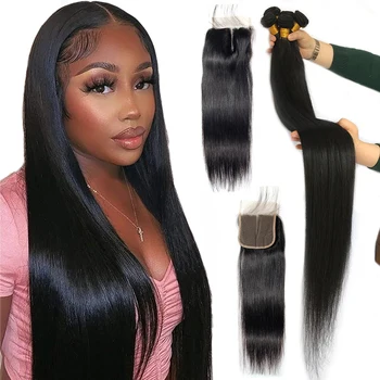 12A raw mink human hair weave with closures, Cuticle aligned virgin hair with frontal, Wholesale Brazilian hair bundle vendor