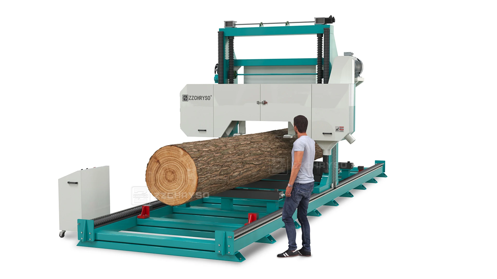 Wood Working Gantry-style Portable Easy to Move Dual-column Band Saw for Cutting Logs with Lift