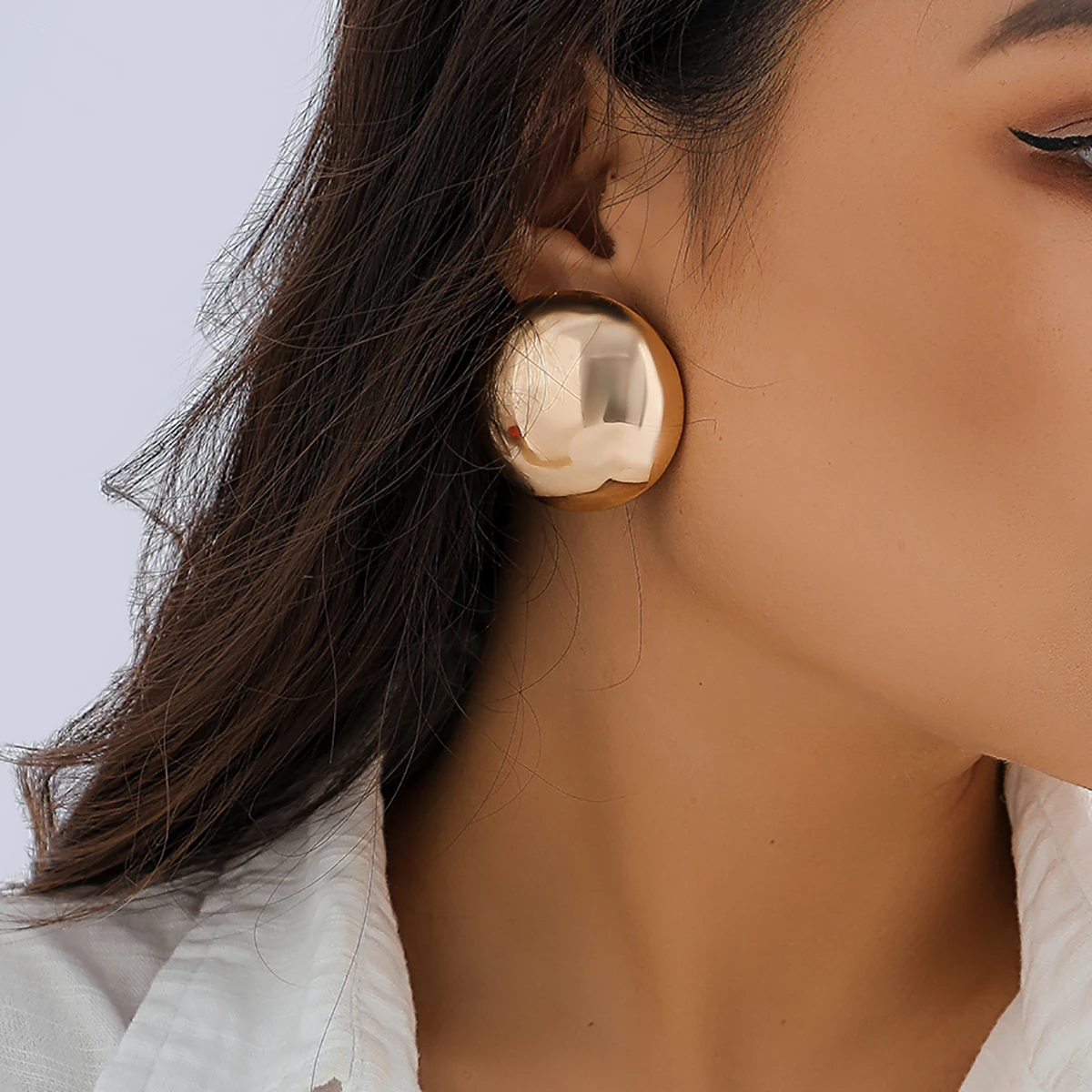 Metal Stud Piercing - Trendy Big Ball Earrings for Women