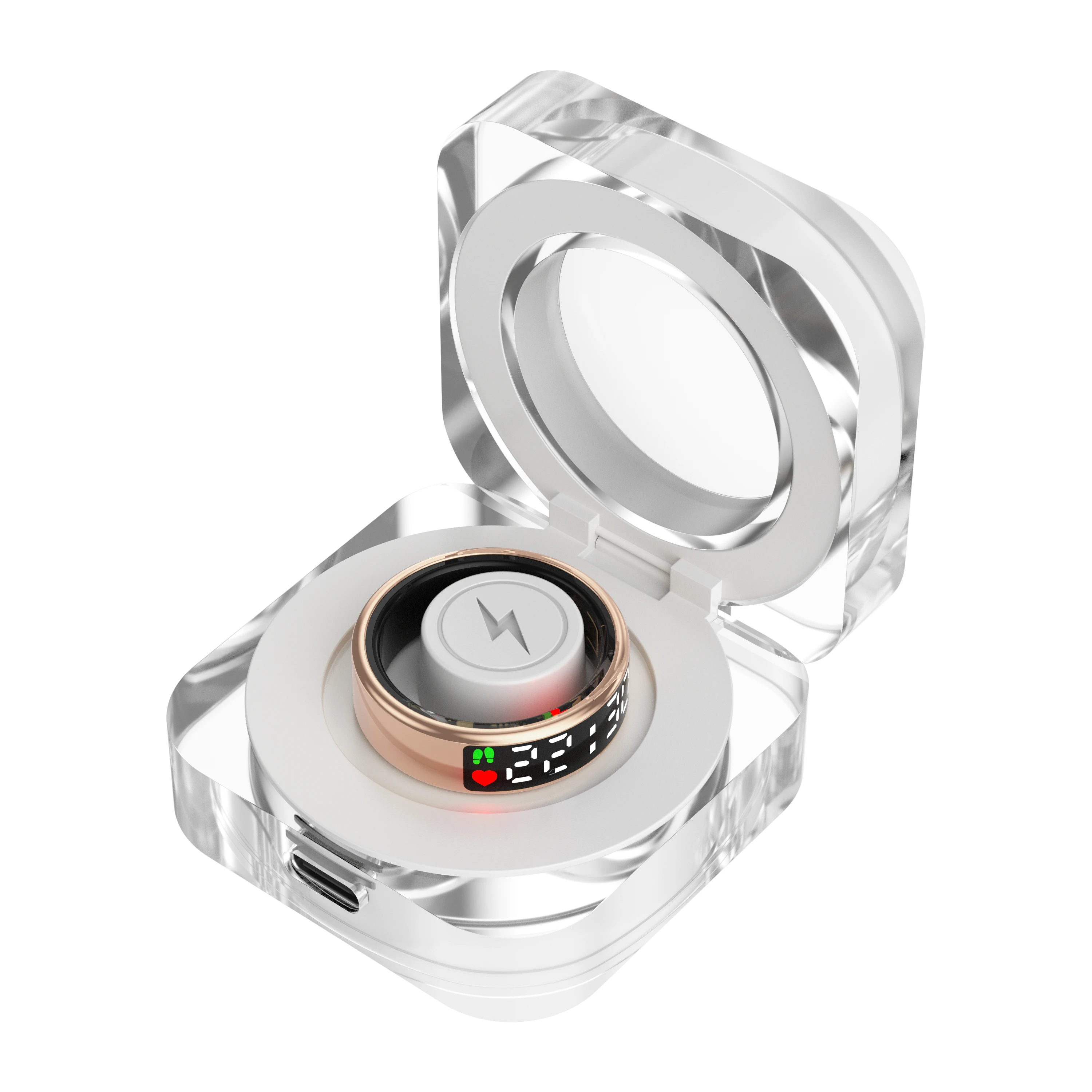 2025 Smart Screen Rings Charging Case Gesture Control Stainless Steel Health Monitoring Heart Rate Blood Oxygen SR08 Smart Ring
