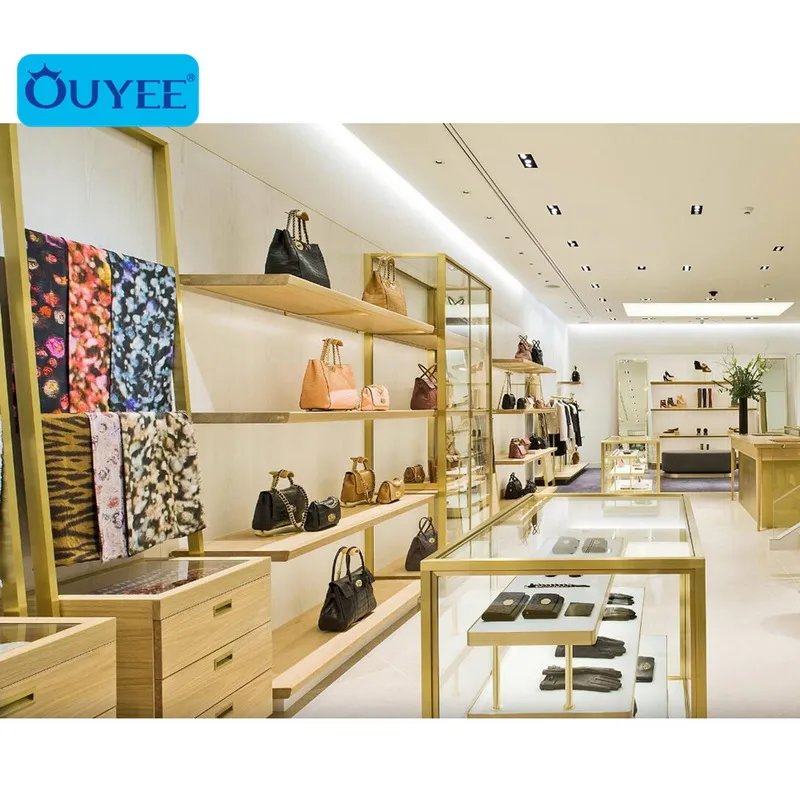 Luxury Handbag Store Interior Design Gold Stainless Steel