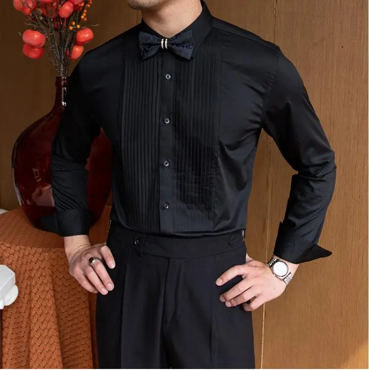 open lace back dress Men's Tuxedo shirt Milani Laydown Conventional Collar Formal Pleated W   J.Valintin Men's Wear Legend
