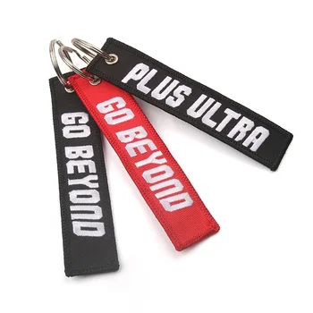 Merrow Border Applique Customized Both Side Letters Logo Safety Twill Embroidered Fabric Keychains for Collections