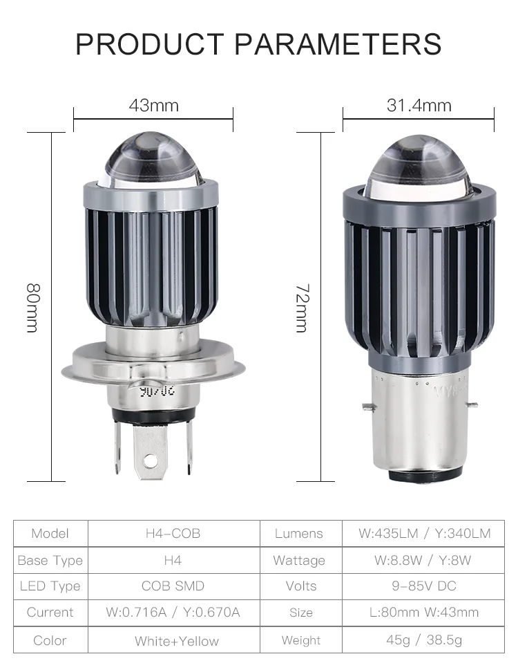 Fdn New Motor Parts Lighting System Led Bulbs Fog Lamp H4 Ba20d Dual