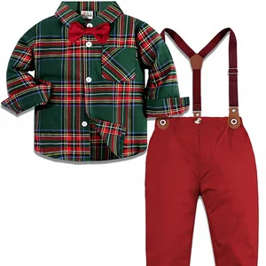 Toddler Suit Boys Baby Wedding Dress Clothes Kids Formal Outfit Set with Suspender