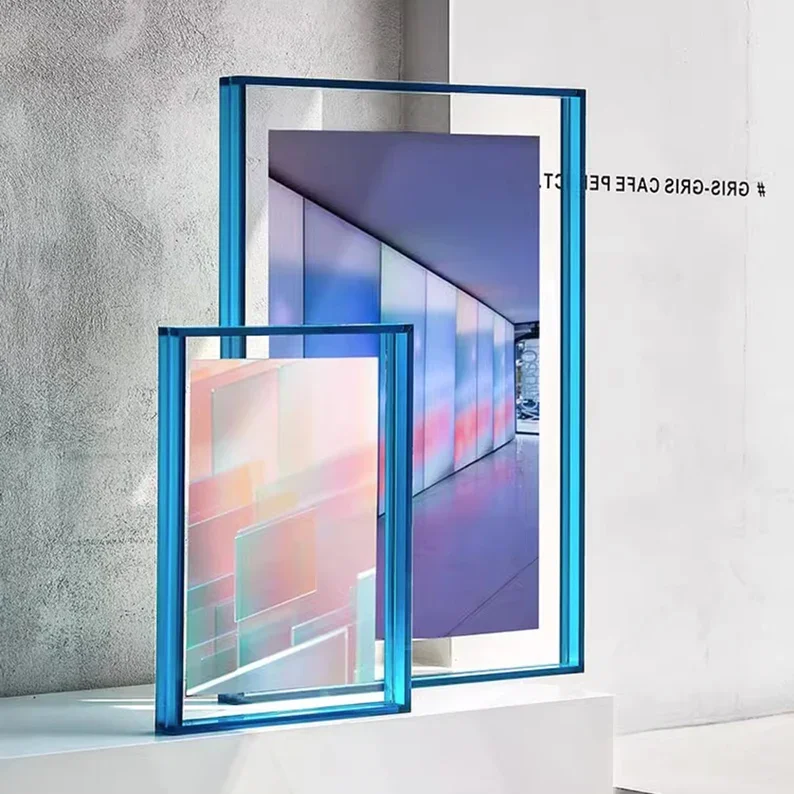 Thickened colored acrylic double-sided transparent photo frame desktop photo frame wall mounted color decoration