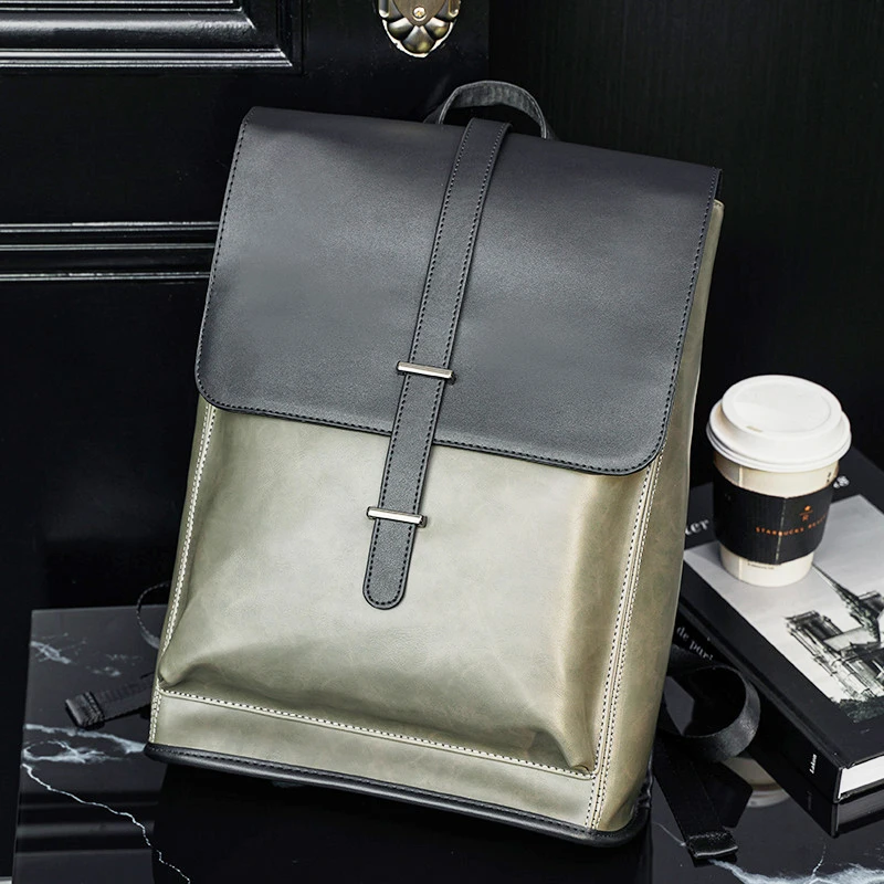 Custom Pu Leather Men Backpack Vintage School Backpack Laptop Bag For ...