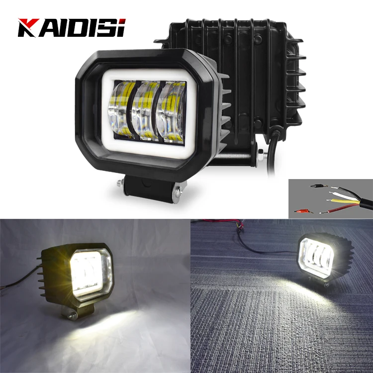 Лучшие продажи высокая мощность 4 дюймов 30 Вт светодиодный свет работы квадратном каблуке белого синего красного цветов диафрагмы мотоцикла система освещения для автомобиля внедорожный