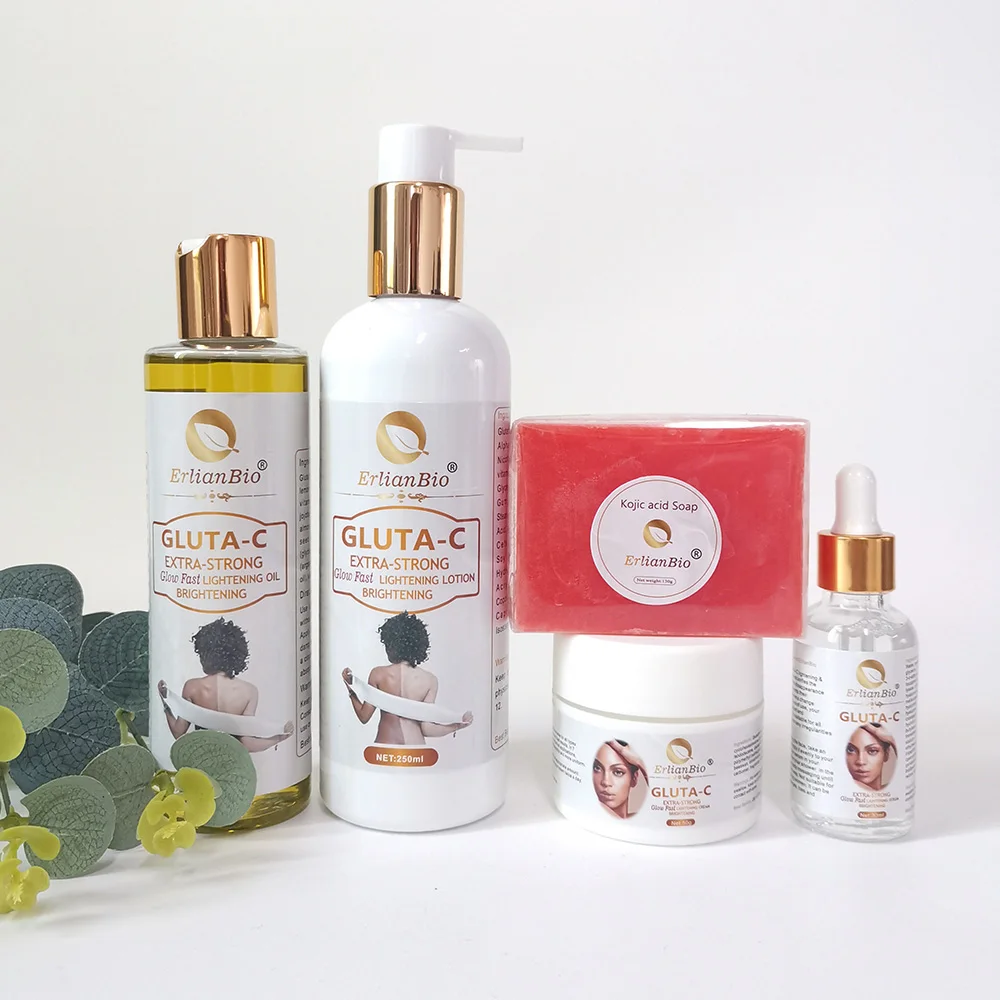 Частная торговая марка набор для отбеливания и ухода за кожей глютатиона Осветляющий Увлажняющий Уход телом черной