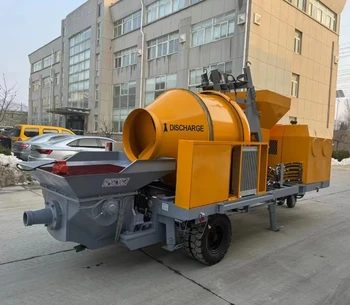 Factory cost diesel fuel trailer mounted concrete mixer with pump for house building portable concrete mixer and pump for sale