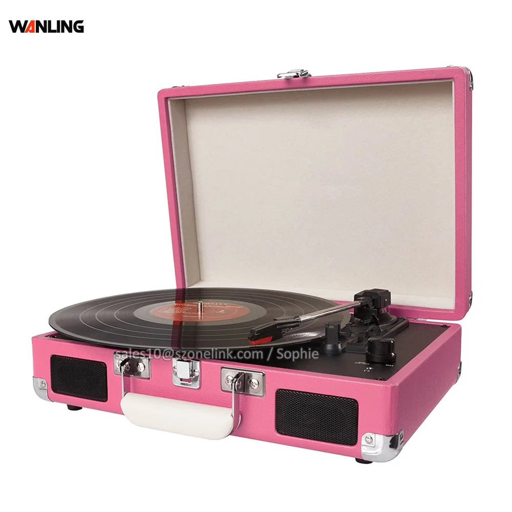 Dropshipping Vinyl Time Record Machine Gramophone Antique BT Speaker European Wooden Suitcase Turntable Record Player