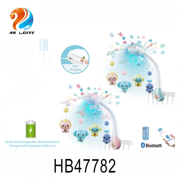 Оптовая продажа, детский Колокольчик для кровати с дистанционным управлением, мобильные телефоны для детской кровати, музыкальный колокольчик, погремушка, Успокаивающая игрушка с голубыми зубами, зарядка через USB