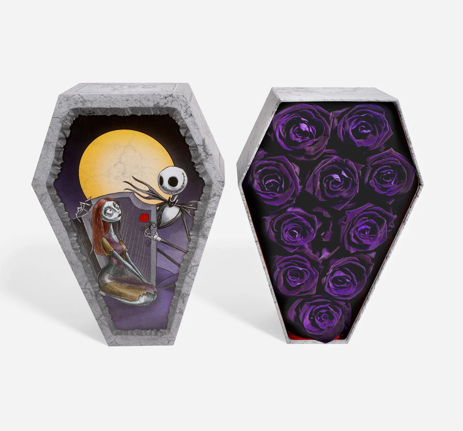 Skull Box With Roses Luxury Coffin Shaped Black Rose Gift Box - Preserved Roses Packaging ...