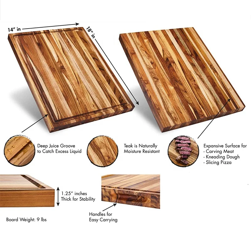 Custom Hand Made Wooden Teak Chopping Board Wood Cutting Board With