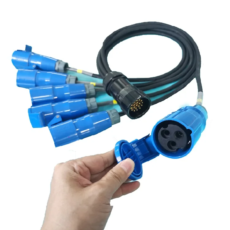 Câble Multicanal PowerCON 19 Broches Vers 6x PowerCON Bleu - 1m80 (6ft) - Neuf