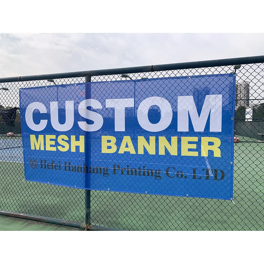 Digital/UV Printed Custom Fabric Flex Mesh Fence Banner with Optional PVC Vinyl-Durable & Waterproof Advertising Display