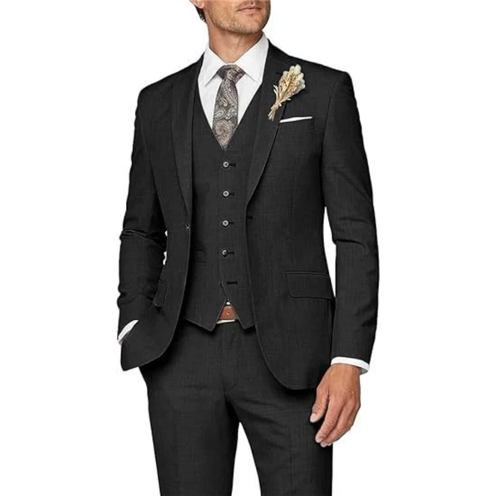 Men's Business Banquet Prom Slim Fit Suit Jacket Vest Trousers 3 Piece Set Sehe Fashion