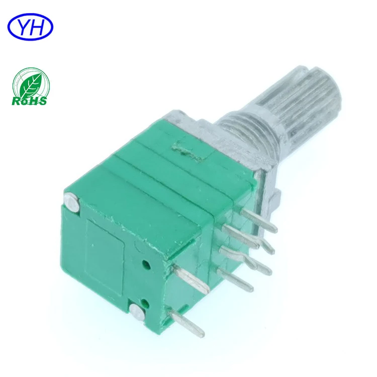 Free samples Professional custom 1k 5k 10k 20k 50k 100k 9mm 8 pin PCB mount rotary dual potentiometer with rotary switch