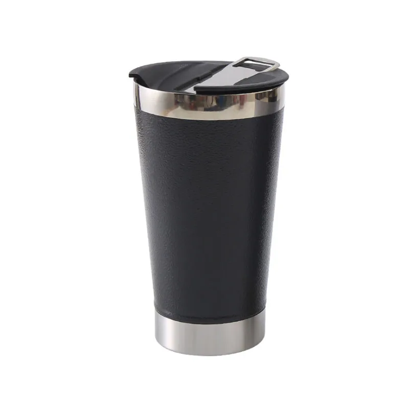 Double Wall Metal Drinking 20OZ 16OZ Stainless Steel Beer Mug Vacuum Insulated Pint Glass Tumbler with Built-in Bottle Opener