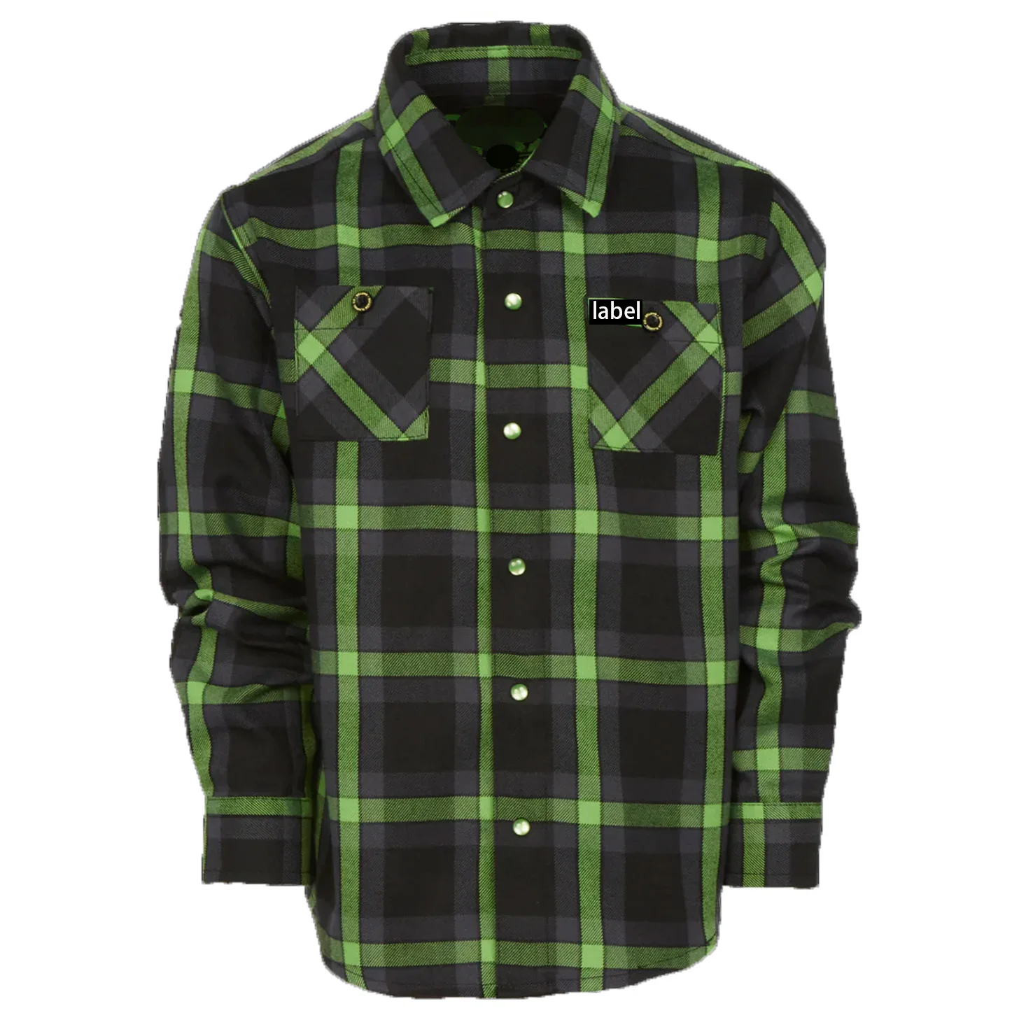 High Quality Mens Flannel Shirt Custom Plaid Label Plus Size Poly Blend Long Sleeve Flannel