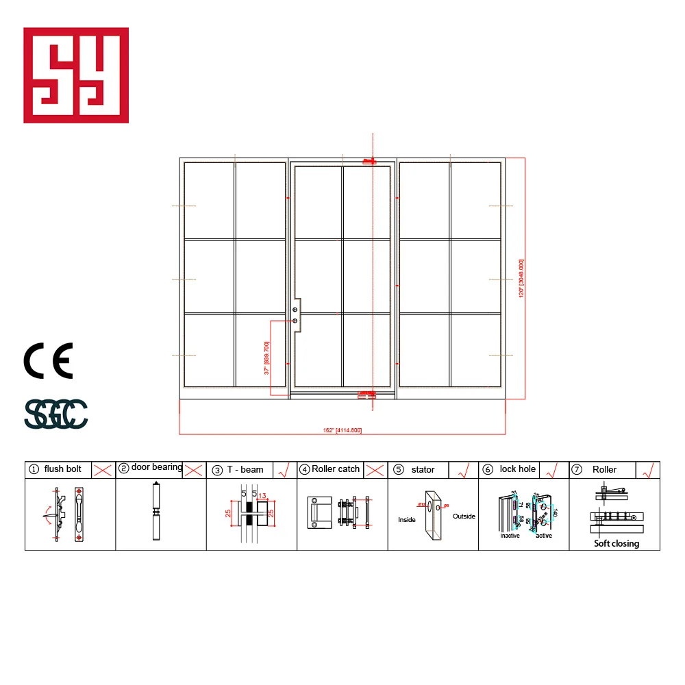 Modern Wrought Iron Glass French Door with Windproof Feature for Villa & Hotel Use Exterior and Interior Graphic Design factory