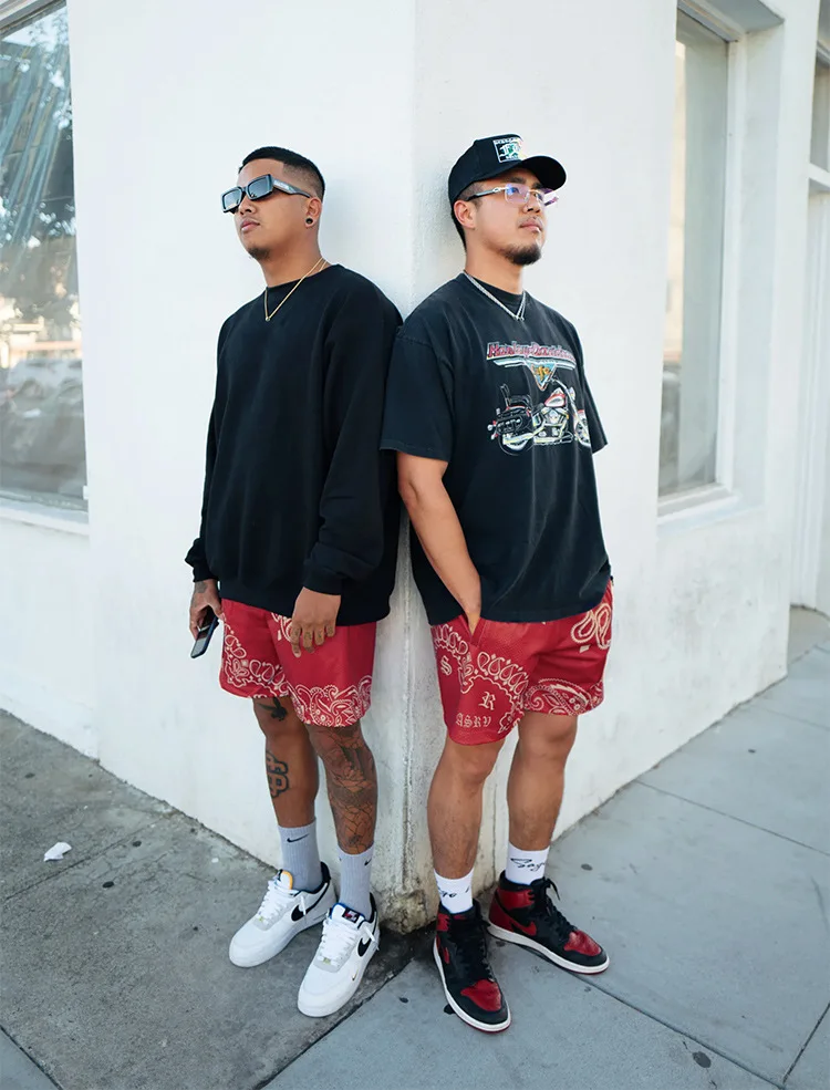 Custom high street style sport basketball printing shorts quick drying polyester  breathable bandana mesh shorts for395_voghion.com