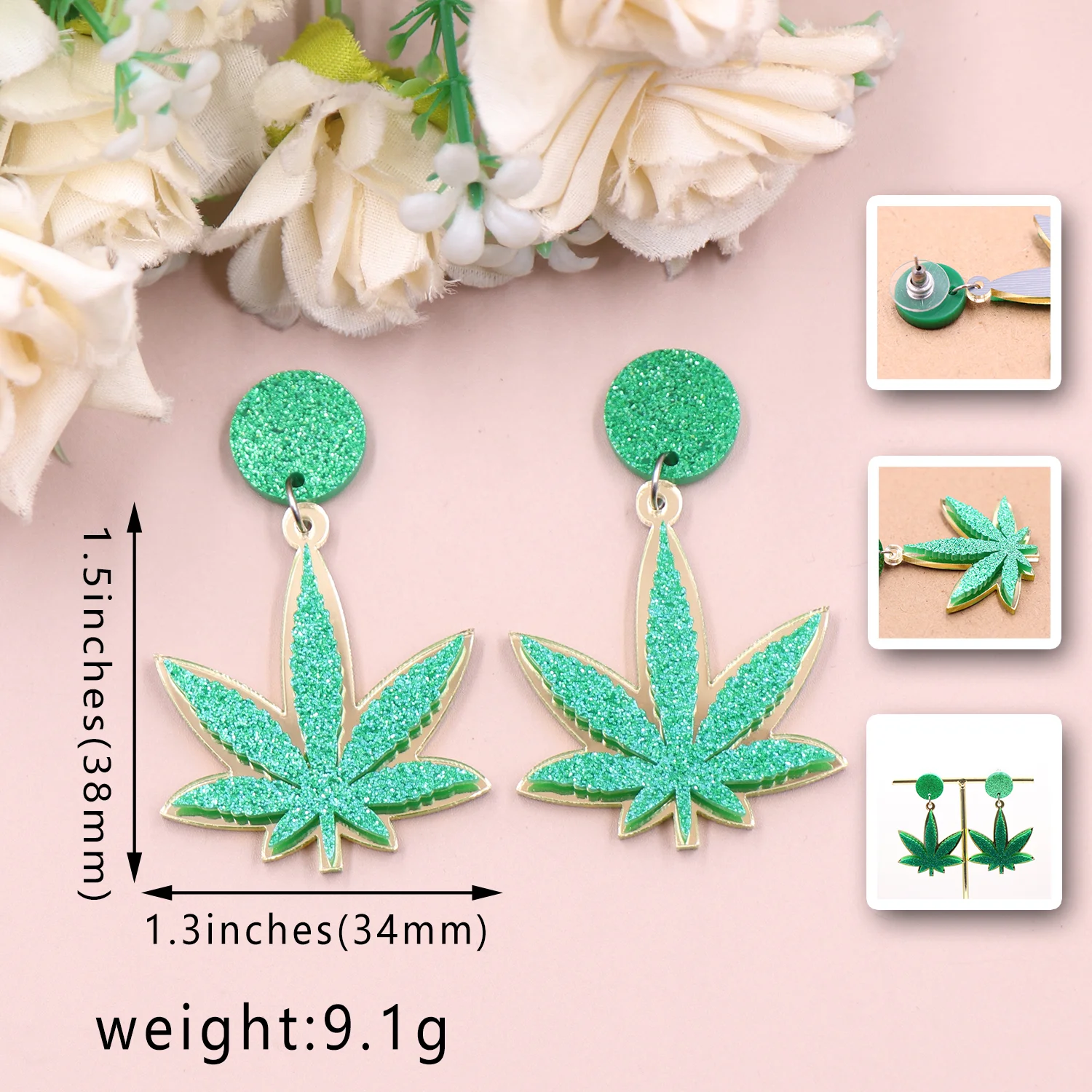 ERS348ER1692 1pair Top fashion CN Drop maple leaves TRENDY Acrylic earrings Jewelry for women supplier