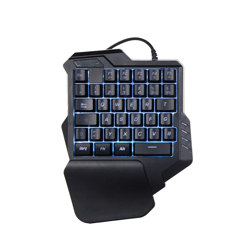RGB One Handed Mechanical Gaming Keyboard,Colorful Backlit Professional Gaming Keyboard with Wrist Rest Support,USB Wired Single Hand Mechanical Keyboard for Game 