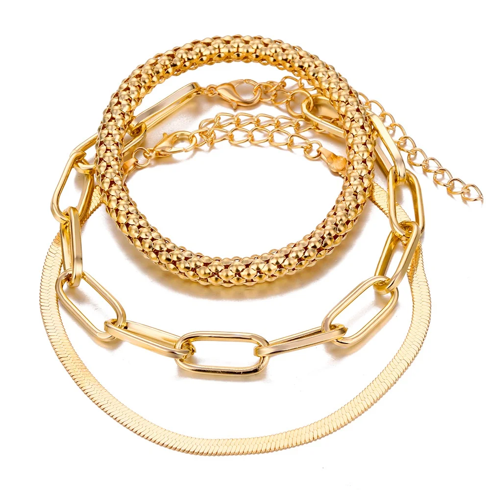 Vintage Simple Multilayer Thick and Thin Chain Various Styles Bracelet for Women Fashion Bracelet Gift Jewelry Accessories