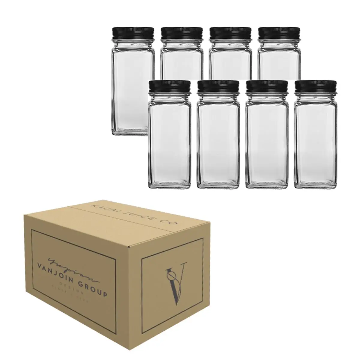 48 Pack 4 oz 120 ml Clear Glass Spice & Salts Jars Bottles, Square Glass Seasoning  Jars With Aluminum Silver Metal Caps and Pour/Sift Shaker Lid. 1 Pen,80  Black Labels and 1