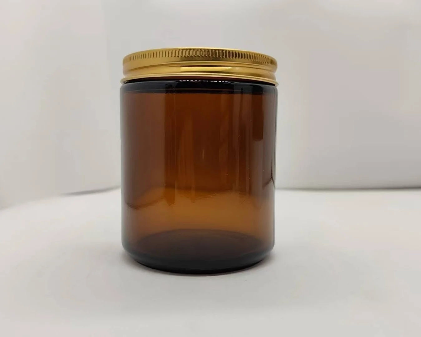 8oz Clear Dark Amber Glass Candle Jars with Screwed Aluminium Gold Lid ...