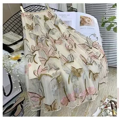 Factory Custom Stock Lot Cheaper African Dragonfly Design   Mesh Embroidery Lace Fabric With Sequins for Dress
