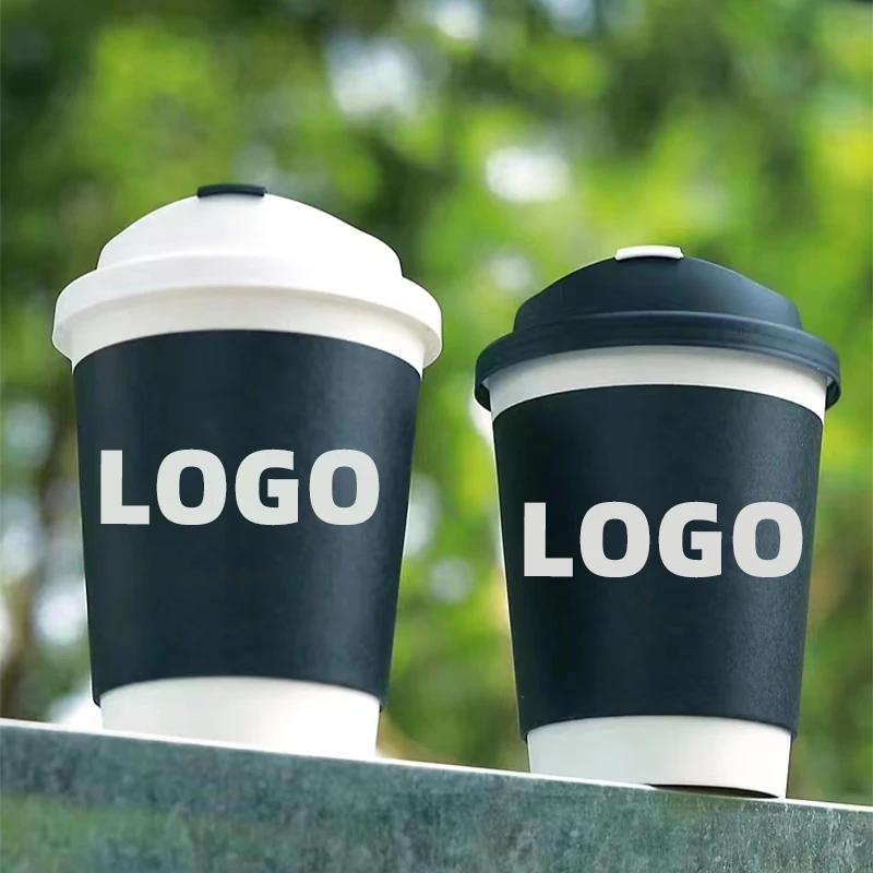 SKMA Factory Printing Custom 8oz Disposable Paper Coffee Cups Takeaway Paper Cups for Hot Drinks