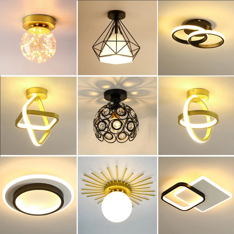 Modern Creative Home Decor LED square Strip Light Glass Iron Ceiling Lamp for Entrance Aisle Corridor Bedroom  Cloakroom Hall