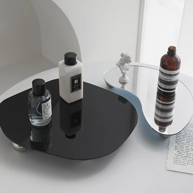 Acrylic Decorative Footed Tray, Irregular Black Acrylic Tray for Perfume  Vanity Dresser, Makeup Storage Tray for Jewelry