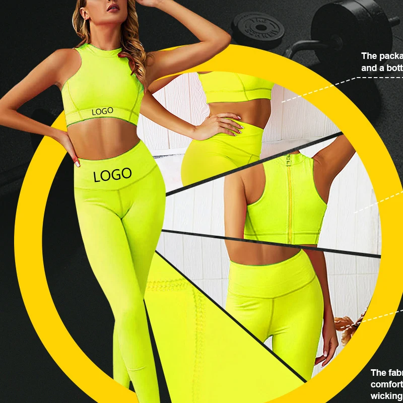 2021 hot sale wholesale custom logo solid color printing workout fitness clothes yoga sports suitt for  Women