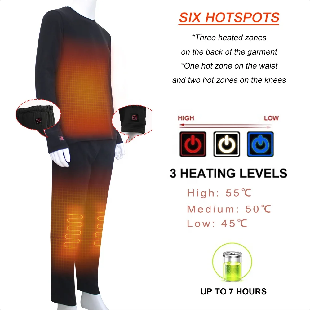 Calzoncillos largos calefactables para hombre, conjunto de capas