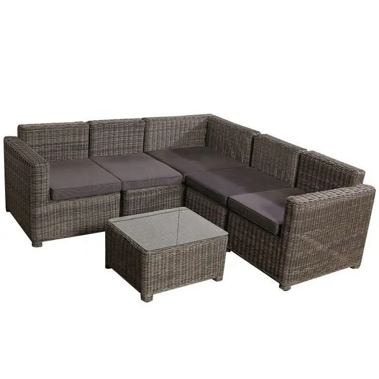 L Shape Rattan Patio Furniture Outdoor Furniture Garden Wicker Sofa Set