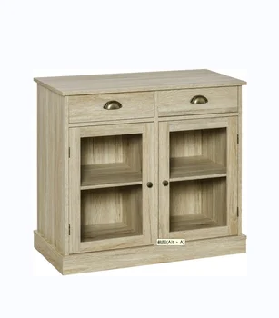 Cottage buffet cabinet, kitchen cabinets with 2 glass doors,coffee bar cabinet with adjustable shelves and 2 living room drawers