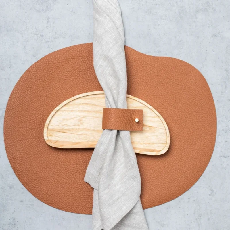 ヘレンド　ナプキンリング ファッションPUレザーナプキンリングシンプルナチュラルナプキン