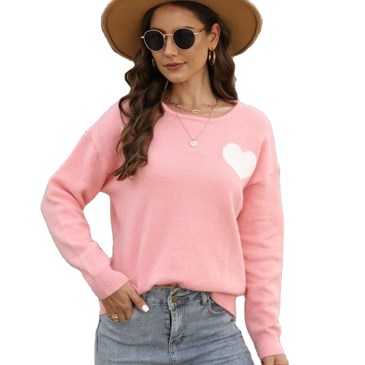 Pullover Sweater Heart, Women Sweaters Heart Sleeve