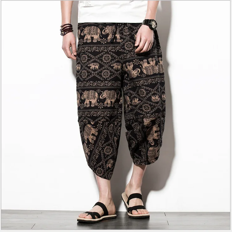 Cotton Harem Pants Men Streetwear Joggers Baggy Drop-crotch Casual Tro –  Giga Store