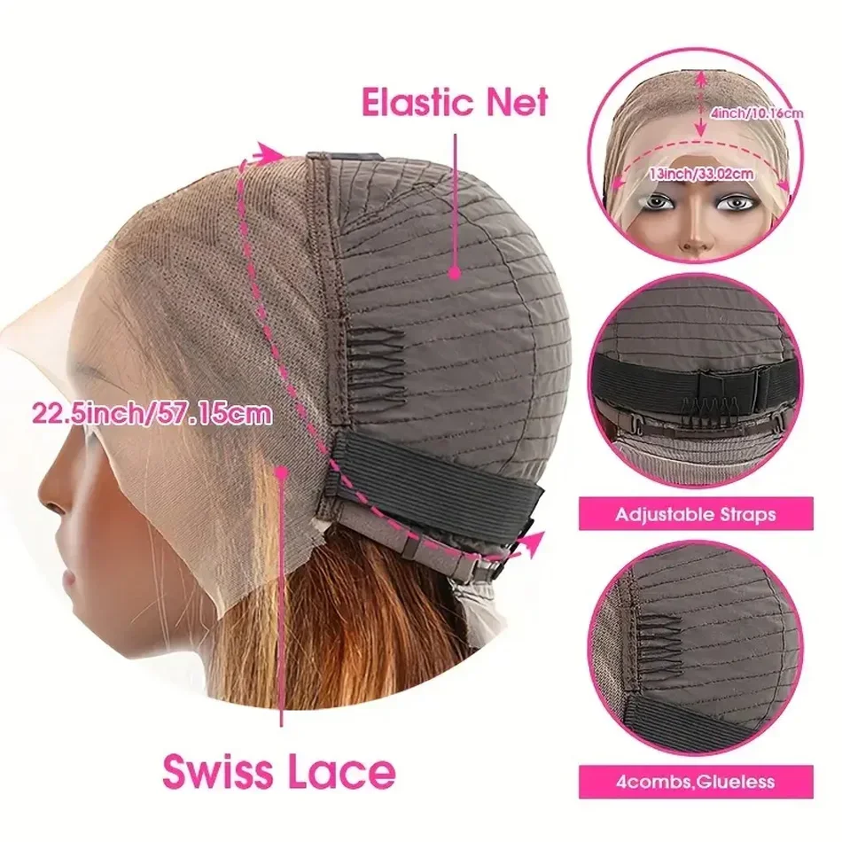 100% Human Hair Straight Short Bob Wigs Highlight 4/27 Peruvian Remy Human Hair Lace Wig for Women Daily Use_voghion.com