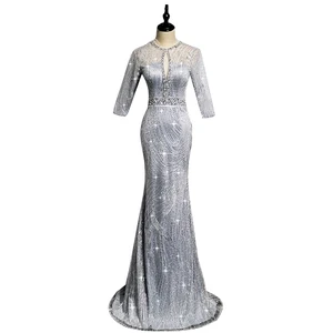 Women Beaded Mermaid Evening Dresses Elegant Evening Gown Sequin Party Prom Dresses