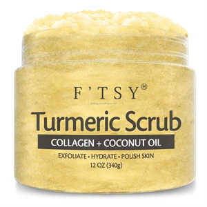 Naturally Exfoliating Turmeric Scrub Face Body Hand Foot Scrub Collagen Coconut Oil Gently Soothes Brightens Body Turmeric Scrub