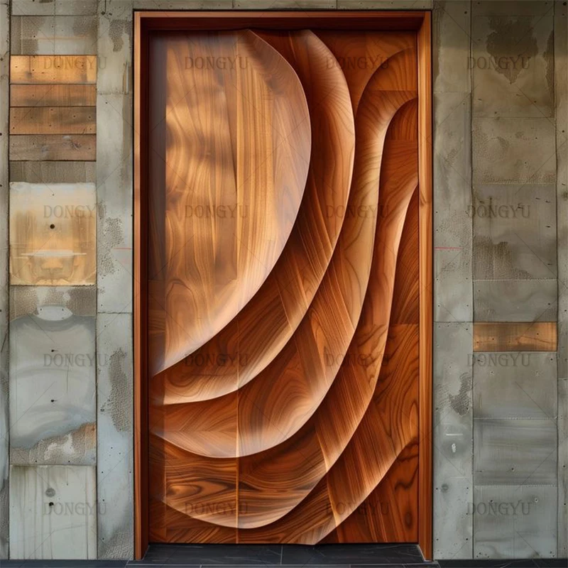 Italy Modern Front Door Panel Design Hot Sale Entrance Entry Oak Solid Wooden Pivot Door Wood Exterior Security Door for Houses