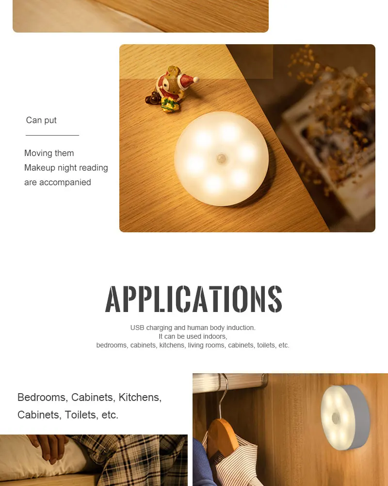 High quality 1W motion sensor light wireless led night lights ABS Housing led Cabinet Light With Battery